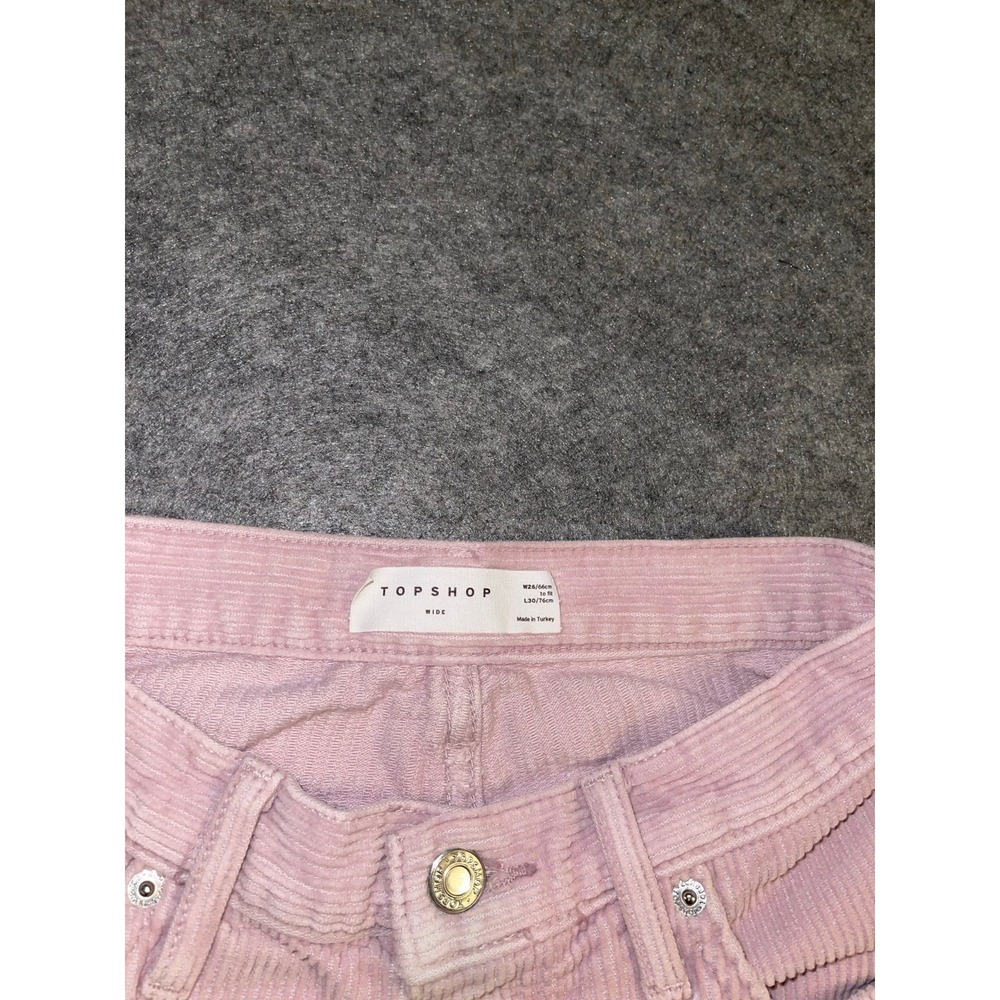 Topshop Pink Corduroy Wide Leg Pants Women's W26 L30 Y2K‎ - Picture 6 of 9